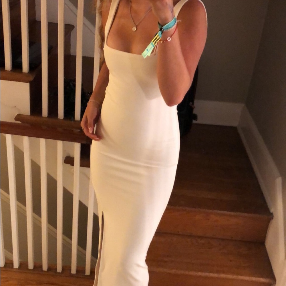 White body con prom dress